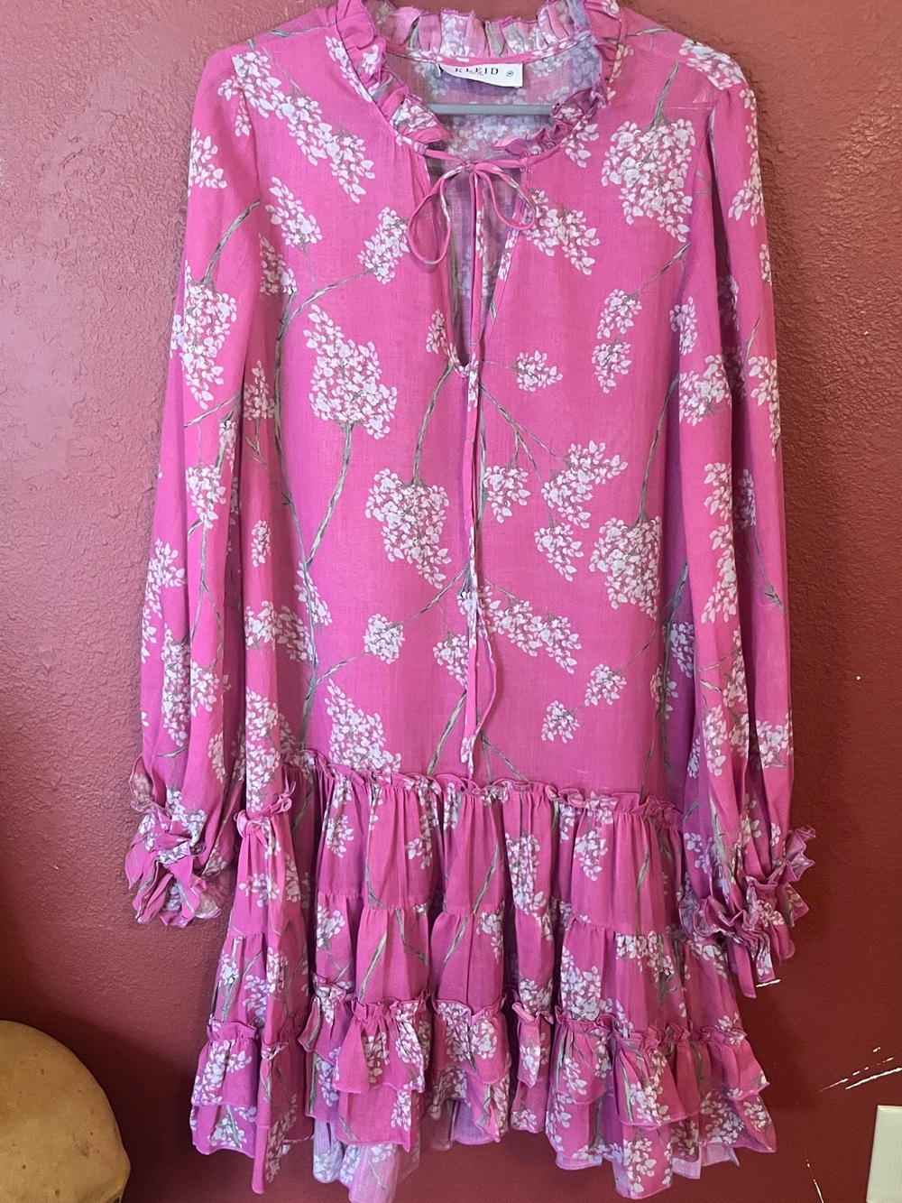 Kleid pink floral cotton mini dress